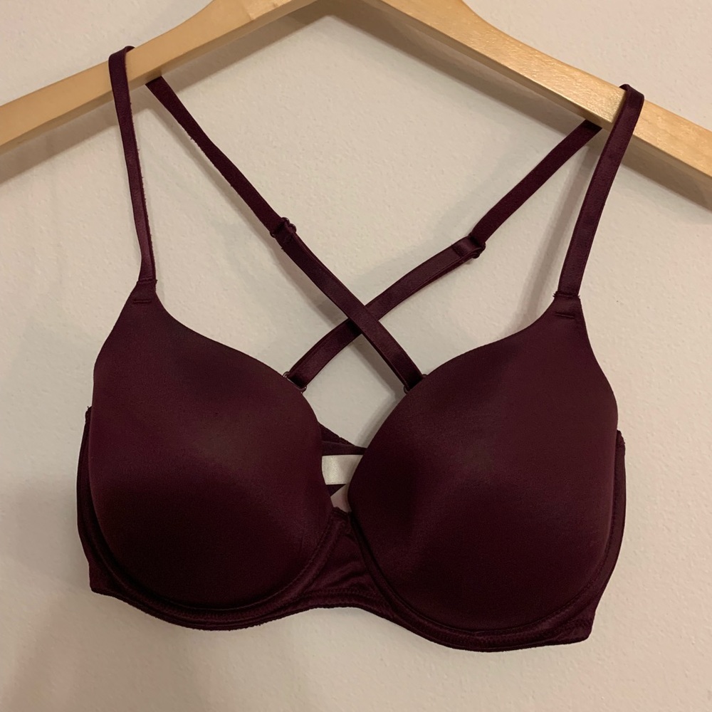 Deep Maroon Pink Lined T-Shirt Bra